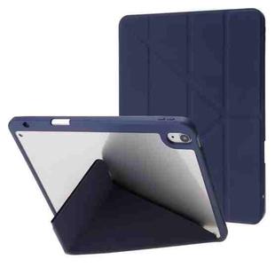 Deformation Transparent Acrylic Horizontal Flip PU Leather Case with Multi-folding Holder & Sleep / Wake-up Function & Pen Slot For iPad Air 2022 / 2020 10.9(Dark Blue)
