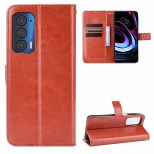 For Motorola Edge 2021 Crazy Horse Texture Horizontal Flip Leather Case with Holder & Card Slots & Lanyard(Brown)