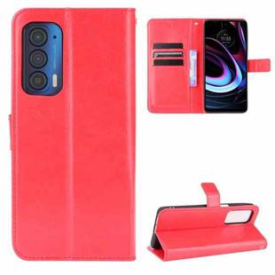 For Motorola Edge 2021 Crazy Horse Texture Horizontal Flip Leather Case with Holder & Card Slots & Lanyard(Red)