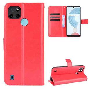 For OPPO Realme C21Y Crazy Horse Texture Horizontal Flip Leather Case with Holder & Card Slots & Lanyard(Red)