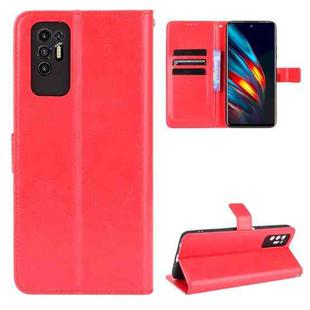 For Tecno Pova 2 Crazy Horse Texture Horizontal Flip Leather Case with Holder & Card Slots & Lanyard(Red)
