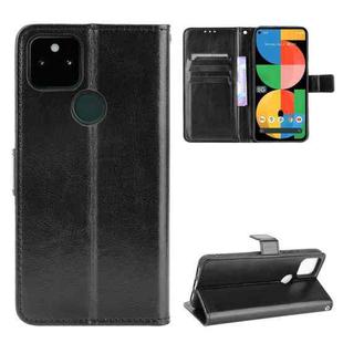 For Google Pixel 5a 5G Crazy Horse Texture Horizontal Flip Leather Case with Holder & Card Slots & Lanyard(Black)