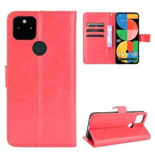 For Google Pixel 5a 5G Crazy Horse Texture Horizontal Flip Leather Case with Holder & Card Slots & Lanyard(Red)