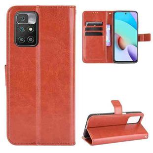 For Xiaomi Redmi 10 Crazy Horse Texture Horizontal Flip Leather Case with Holder & Card Slots & Lanyard(Brown)