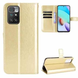 For Xiaomi Redmi 10 Crazy Horse Texture Horizontal Flip Leather Case with Holder & Card Slots & Lanyard(Gold)