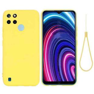 For OPPO Realme C21Y Foreign Version Solid Color Liquid Silicone Dropproof Full Coverage Protective Case(Yellow)