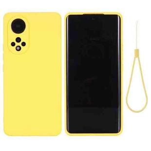 For Honor 50 Pro Solid Color Liquid Silicone Dropproof Full Coverage Protective Case(Yellow)