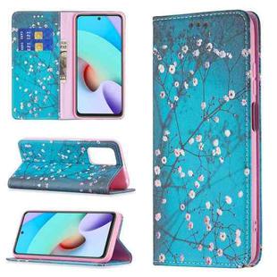For Xiaomi Redmi 10 Colored Drawing Pattern Invisible Magnetic Horizontal Flip PU Leather Case with Holder & Card Slots & Wallet(Plum Blossom)