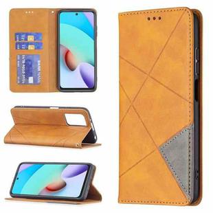 For Xiaomi Redmi 10 Rhombus Texture Horizontal Flip Magnetic Leather Case with Holder & Card Slots(Yellow)