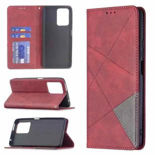 For Xiaomi Mi 11T Rhombus Texture Horizontal Flip Magnetic Leather Case with Holder & Card Slots(Red)
