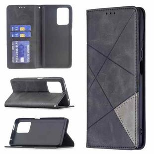 For Xiaomi Mi 11T Rhombus Texture Horizontal Flip Magnetic Leather Case with Holder & Card Slots(Black)