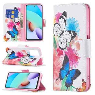 For Xiaomi Redmi 10 Colored Drawing Pattern Horizontal Flip Leather Case with Holder & Card Slots & Wallet(Butterflies)