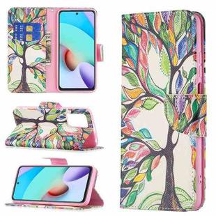 For Xiaomi Redmi 10 Colored Drawing Pattern Horizontal Flip Leather Case with Holder & Card Slots & Wallet(Tree Life)