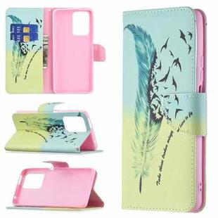For Xiaomi Mi 11T Colored Drawing Pattern Horizontal Flip Leather Case with Holder & Card Slots & Wallet(Feather)