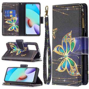 For Xiaomi Redmi 10 Colored Drawing Pattern Zipper Horizontal Flip Leather Case with Holder & Card Slots & Wallet(Big Butterfly)