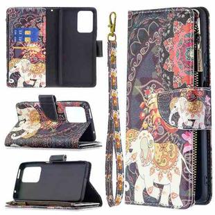 For Xiaomi Mi 11T Colored Drawing Pattern Zipper Horizontal Flip Leather Case with Holder & Card Slots & Wallet(Flower Elephants)