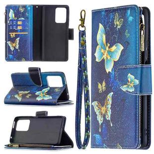 For Xiaomi Mi 11T Colored Drawing Pattern Zipper Horizontal Flip Leather Case with Holder & Card Slots & Wallet(Gold Butterfly)