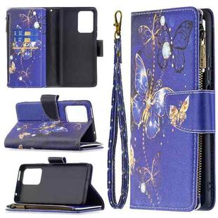 For Xiaomi Mi 11T Colored Drawing Pattern Zipper Horizontal Flip Leather Case with Holder & Card Slots & Wallet(Purple Butterfly)