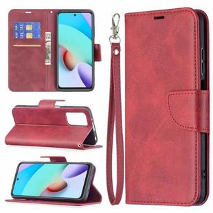 For Xiaomi Redmi 10 Retro Lambskin Texture Pure Color Horizontal Flip PU Leather Case with Holder & Card Slots & Wallet & Lanyard(Red)