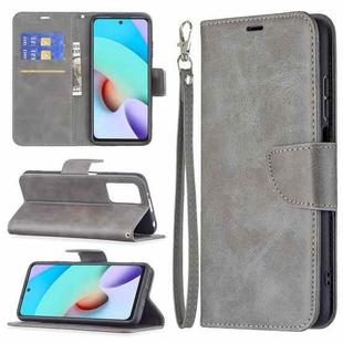 For Xiaomi Redmi 10 Retro Lambskin Texture Pure Color Horizontal Flip PU Leather Case with Holder & Card Slots & Wallet & Lanyard(Grey)