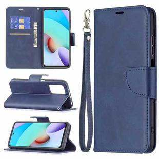 For Xiaomi Redmi 10 Retro Lambskin Texture Pure Color Horizontal Flip PU Leather Case with Holder & Card Slots & Wallet & Lanyard(Blue)