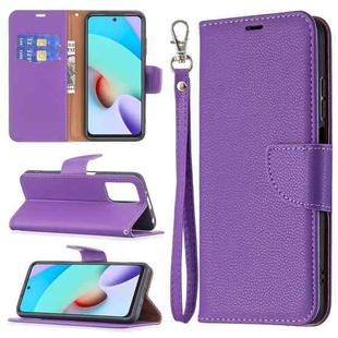 For Xiaomi Redmi 10 Litchi Texture Pure Color Horizontal Flip PU Leather Case with Holder & Card Slots & Wallet & Lanyard(Purple)