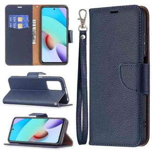 For Xiaomi Redmi 10 Litchi Texture Pure Color Horizontal Flip PU Leather Case with Holder & Card Slots & Wallet & Lanyard(Dark Blue)