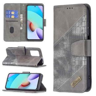 For Xiaomi Redmi 10 Matching Color Crocodile Texture Horizontal Flip PU Leather Case with Wallet & Holder & Card Slots(Grey)