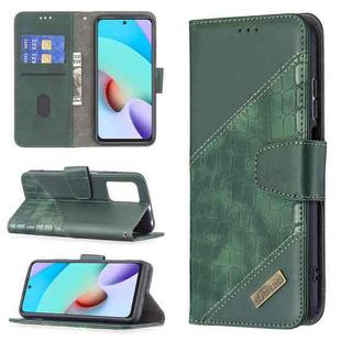For Xiaomi Redmi 10 Matching Color Crocodile Texture Horizontal Flip PU Leather Case with Wallet & Holder & Card Slots(Green)