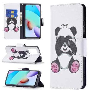 For Xiaomi Redmi 10 Colored Drawing Pattern Horizontal Flip Leather Case with Holder & Card Slots & Wallet(Panda)