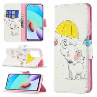 For Xiaomi Redmi 10 Colored Drawing Pattern Horizontal Flip Leather Case with Holder & Card Slots & Wallet(Umbrella Elephant)