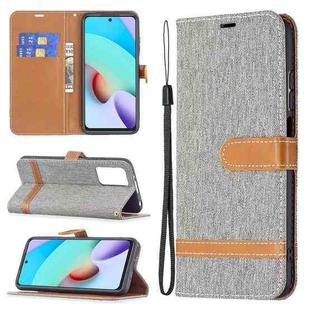 For Xiaomi Redmi 10 Color Matching Denim Texture Leather Case with Holder & Card Slots & Wallet & Lanyard(Grey)