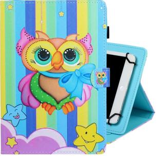 10 inch Universal Colored Drawing Horizontal Flip PU Leather Case with Holder & Card Slot(Rainbow Owl)