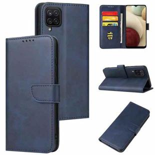 For Samsung Galaxy A12 Calf Texture Buckle Horizontal Flip Leather Case with Holder & Card Slots & Wallet(Blue)