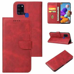 For Samsung Galaxy A21s Calf Texture Buckle Horizontal Flip Leather Case with Holder & Card Slots & Wallet(Red)