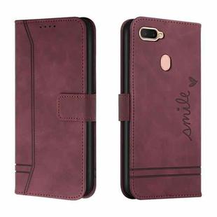 For OPPO A12 Retro Skin Feel Horizontal Flip Soft TPU + PU Leather Case with Holder & Card Slots & Photo Frame(Wine Red)