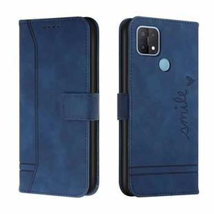 For OPPO A15 Retro Skin Feel Horizontal Flip Soft TPU + PU Leather Case with Holder & Card Slots & Photo Frame(Blue)