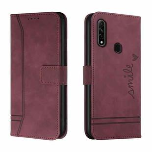 For OPPO A31 Retro Skin Feel Horizontal Flip Soft TPU + PU Leather Case with Holder & Card Slots & Photo Frame(Wine Red)