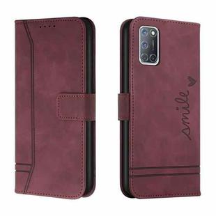 For OPPO A52 Retro Skin Feel Horizontal Flip Soft TPU + PU Leather Case with Holder & Card Slots & Photo Frame(Wine Red)