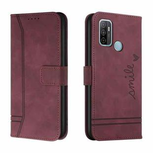 For OPPO A53 2020 Retro Skin Feel Horizontal Flip Soft TPU + PU Leather Case with Holder & Card Slots & Photo Frame(Wine Red)