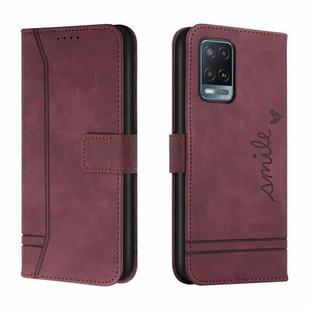 For OPPO A55 5G Retro Skin Feel Horizontal Flip Soft TPU + PU Leather Case with Holder & Card Slots & Photo Frame(Wine Red)