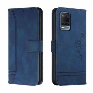 For OPPO A55 5G Retro Skin Feel Horizontal Flip Soft TPU + PU Leather Case with Holder & Card Slots & Photo Frame(Blue)