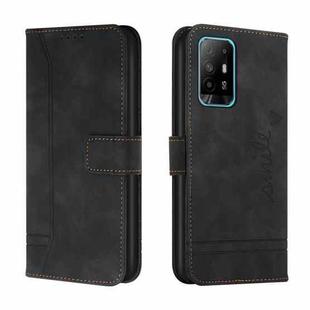 For OPPO A94 5G Retro Skin Feel Horizontal Flip Soft TPU + PU Leather Case with Holder & Card Slots & Photo Frame(Black)