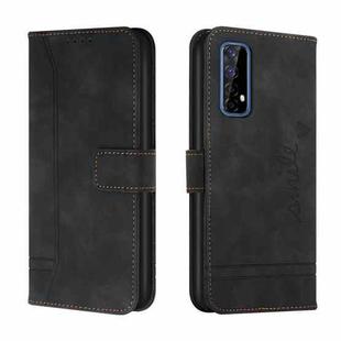 For OPPO Realme 7 4G Retro Skin Feel Horizontal Flip Soft TPU + PU Leather Case with Holder & Card Slots & Photo Frame(Black)