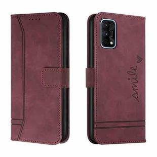 For OPPO Realme 7 Pro Retro Skin Feel Horizontal Flip Soft TPU + PU Leather Case with Holder & Card Slots & Photo Frame(Wine Red)