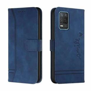 For OPPO Realme 8 5G Retro Skin Feel Horizontal Flip Soft TPU + PU Leather Case with Holder & Card Slots & Photo Frame(Blue)