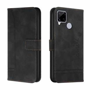 For OPPO Realme C15 Retro Skin Feel Horizontal Flip Soft TPU + PU Leather Case with Holder & Card Slots & Photo Frame(Black)
