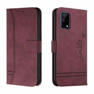 For OPPO Realme 7 5G Retro Skin Feel Horizontal Flip Soft TPU + PU Leather Case with Holder & Card Slots & Photo Frame(Wine Red)