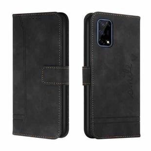 For OPPO Realme 7 5G Retro Skin Feel Horizontal Flip Soft TPU + PU Leather Case with Holder & Card Slots & Photo Frame(Black)