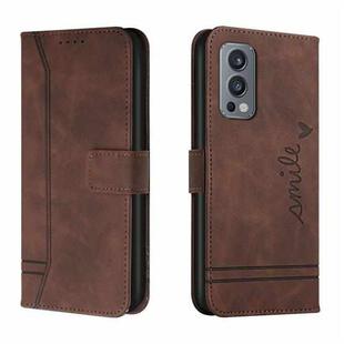 For OnePlus Nord 2 5G Retro Skin Feel Horizontal Flip Soft TPU + PU Leather Case with Holder & Card Slots & Photo Frame(Coffee)